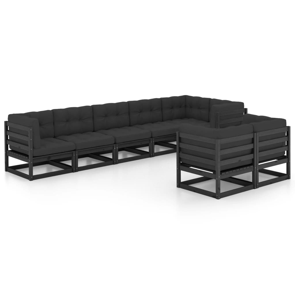 8-tlg. Garten-Lounge-Set mit Kissen Kiefer Massivholz